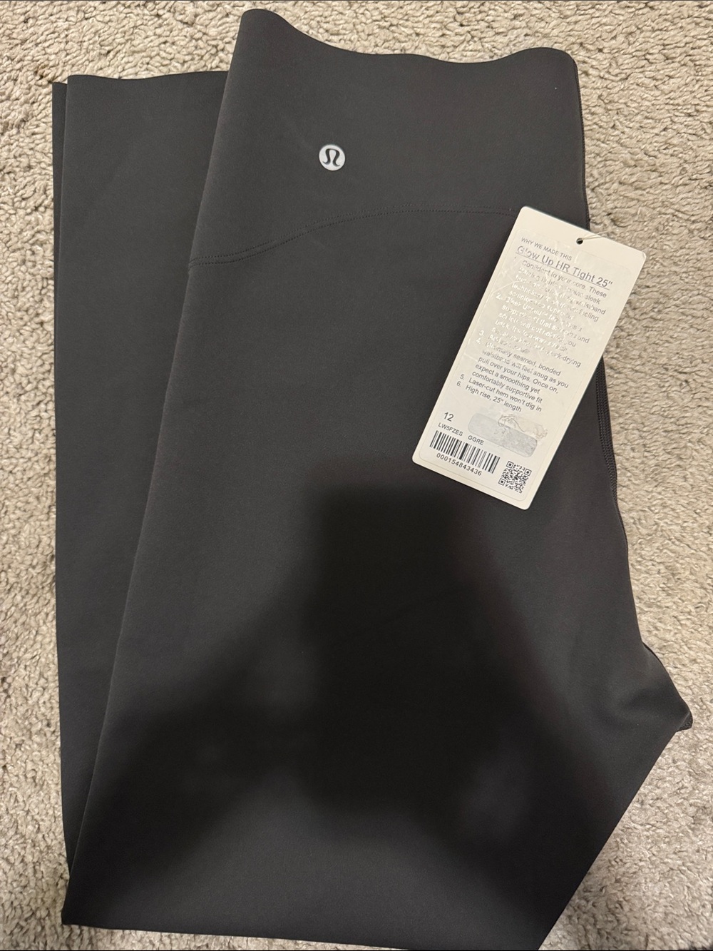 lululemon glow up 25” dark gray Leggings with Logo